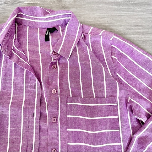 Purple Pin Stripe Button Down Top - Picture 5 of 7
